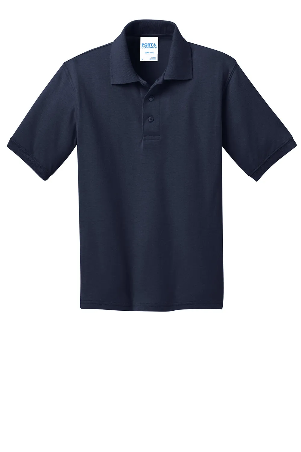 Port & Company Youth Core Stain Resistant Short Sleeve Polo Shirt - Deep Navy Blue