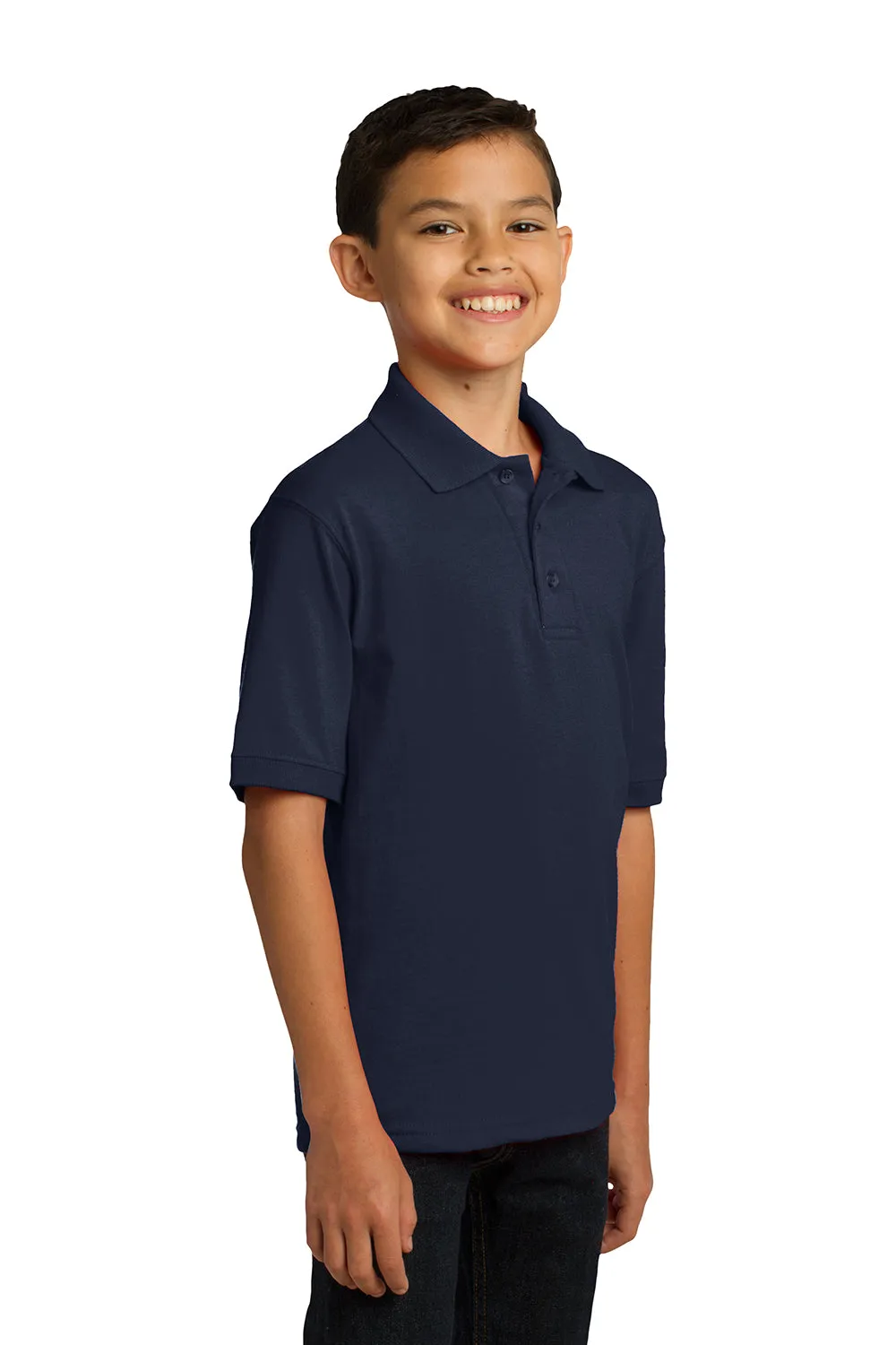 Port & Company Youth Core Stain Resistant Short Sleeve Polo Shirt - Deep Navy Blue