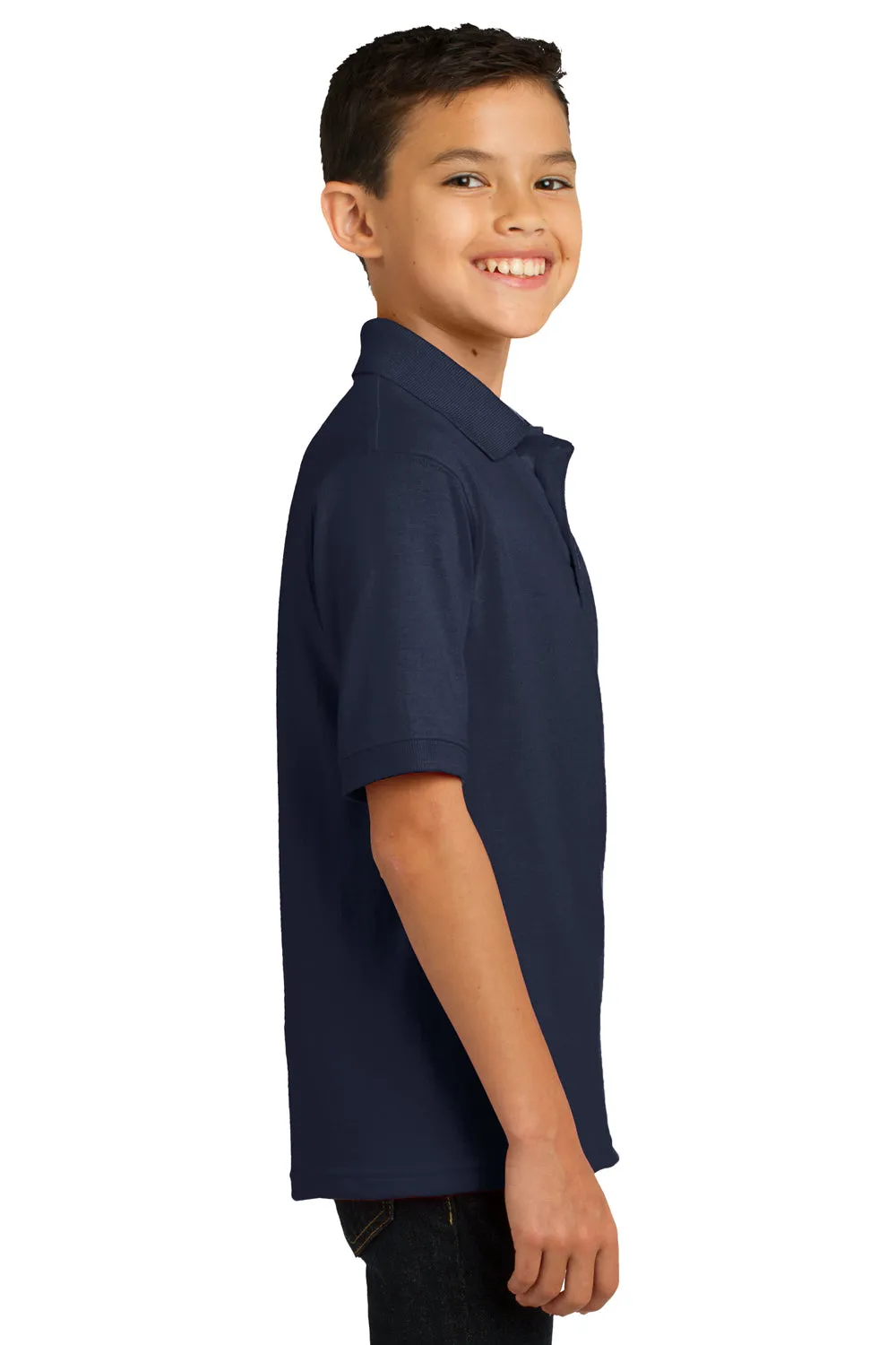 Port & Company Youth Core Stain Resistant Short Sleeve Polo Shirt - Deep Navy Blue
