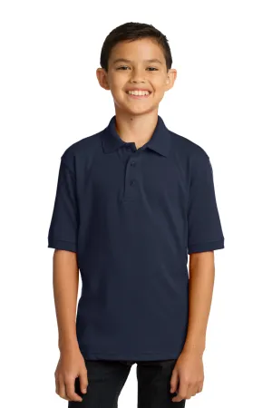 Port & Company Youth Core Stain Resistant Short Sleeve Polo Shirt - Deep Navy Blue