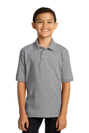 Port & Company Youth Core Stain Resistant Short Sleeve Polo Shirt - Heather Grey