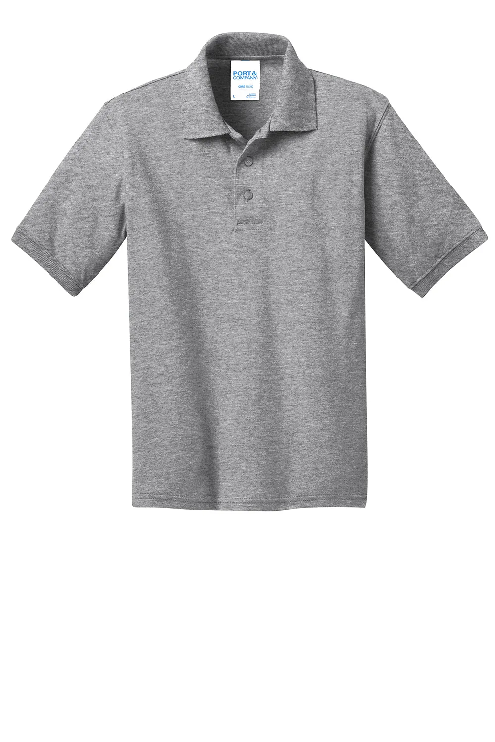 Port & Company Youth Core Stain Resistant Short Sleeve Polo Shirt - Heather Grey