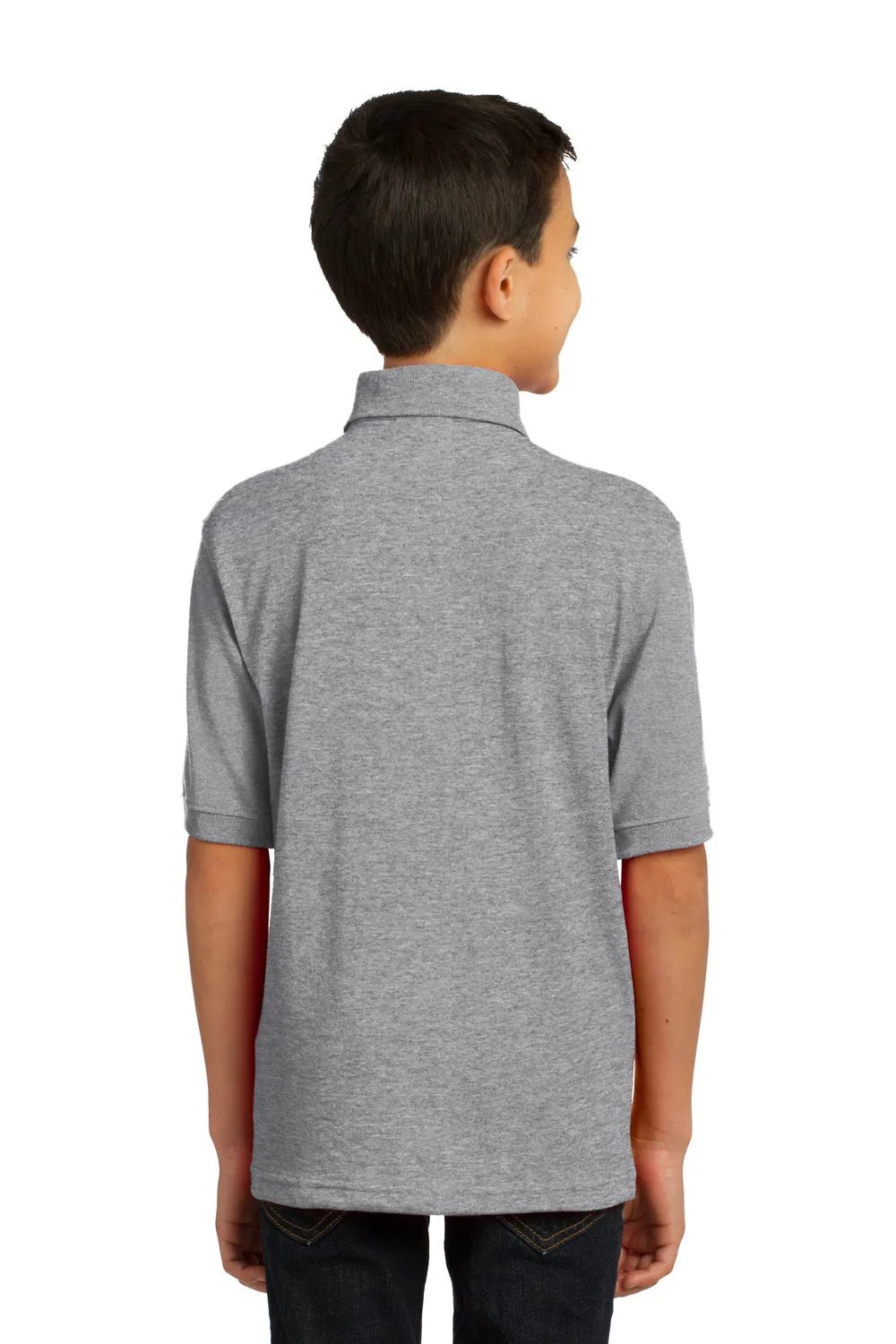 Port & Company Youth Core Stain Resistant Short Sleeve Polo Shirt - Heather Grey