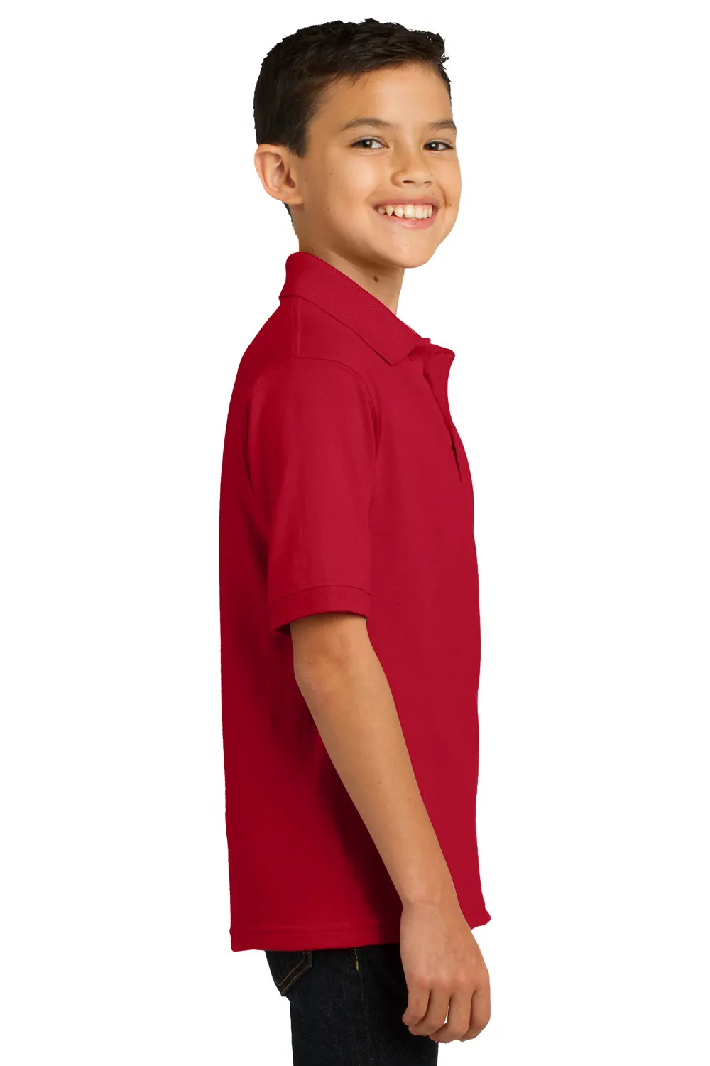 Port & Company Youth Core Stain Resistant Short Sleeve Polo Shirt - Red