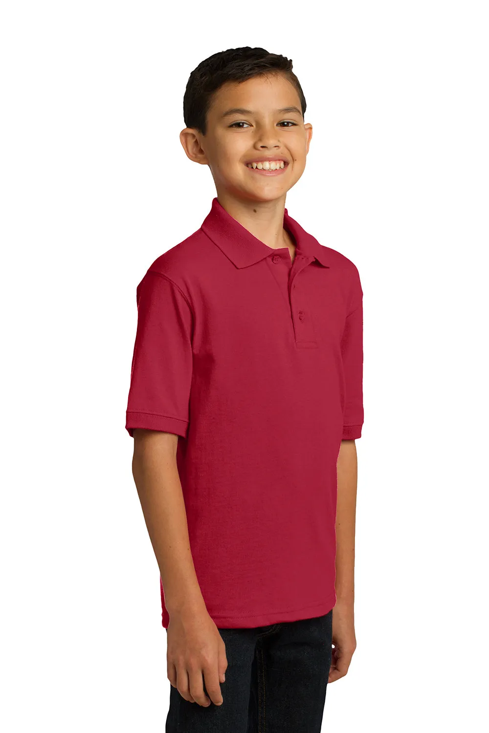 Port & Company Youth Core Stain Resistant Short Sleeve Polo Shirt - Red