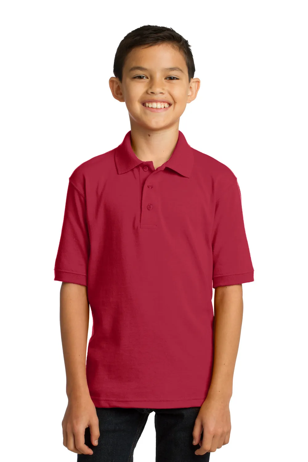 Port & Company Youth Core Stain Resistant Short Sleeve Polo Shirt - Red