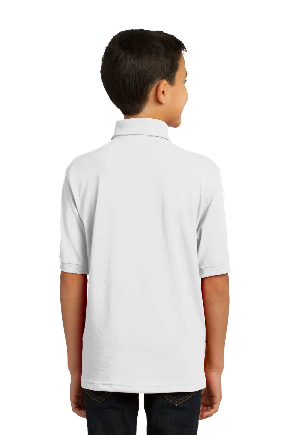 Port & Company Youth Core Stain Resistant Short Sleeve Polo Shirt - White