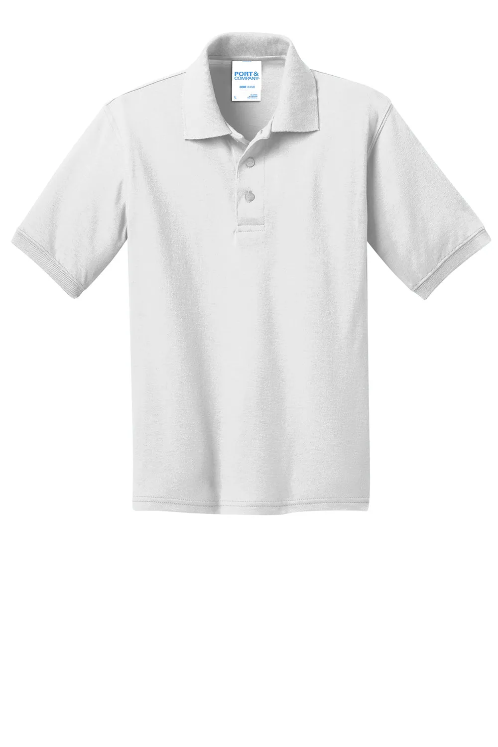 Port & Company Youth Core Stain Resistant Short Sleeve Polo Shirt - White