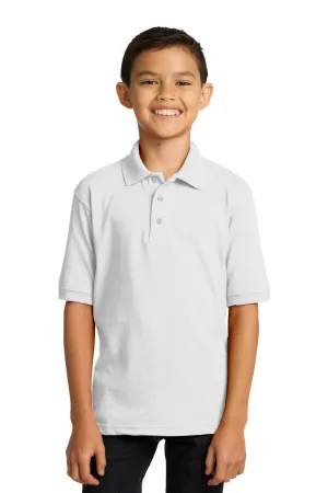 Port & Company Youth Core Stain Resistant Short Sleeve Polo Shirt - White
