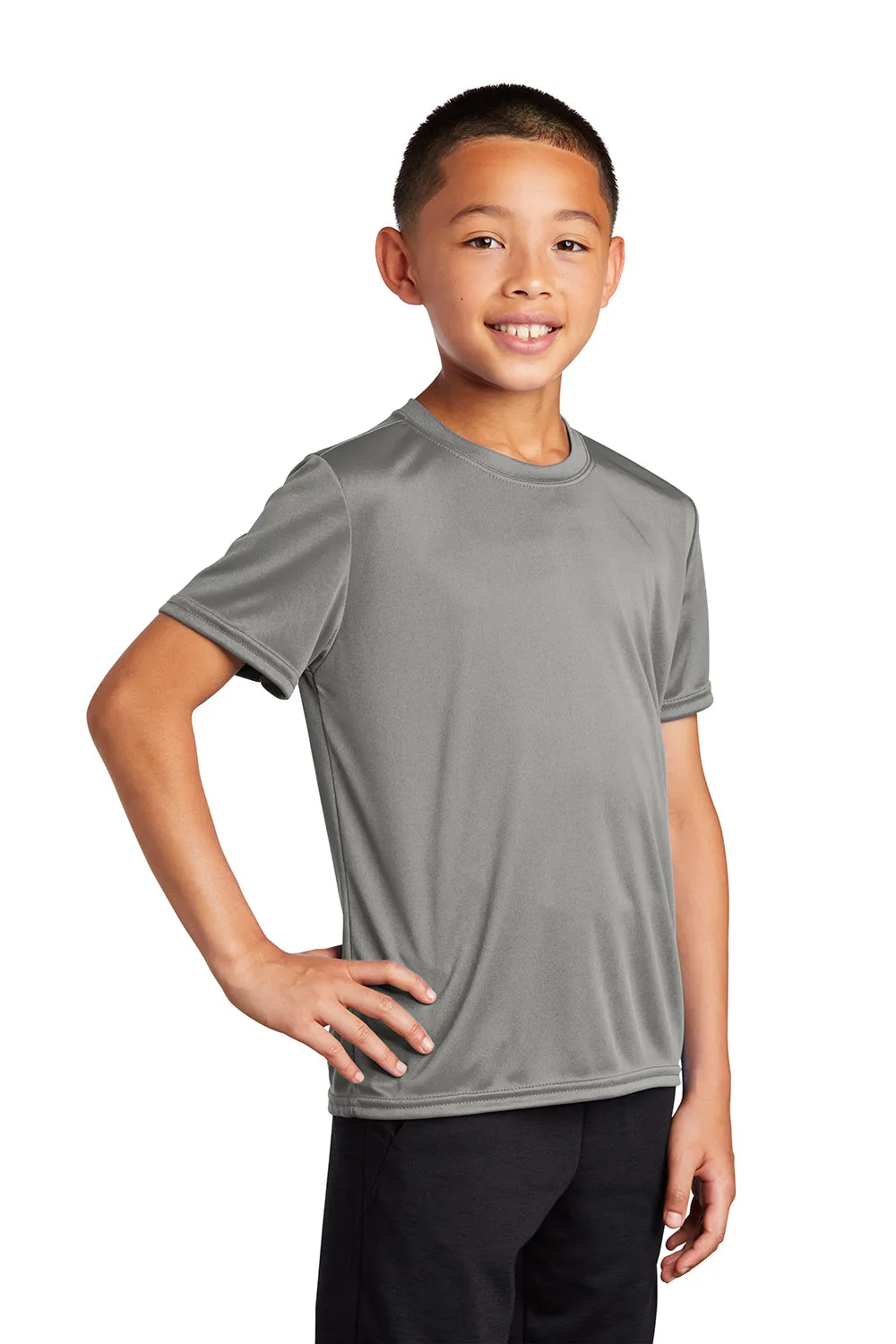 Port & Company Youth Dry Zone Performance Moisture Wicking Short Sleeve Crewneck T-Shirt - Concrete Grey