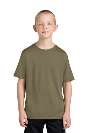 Port & Company Youth Dry Zone Performance Moisture Wicking Short Sleeve Crewneck T-Shirt - Coyote Brown