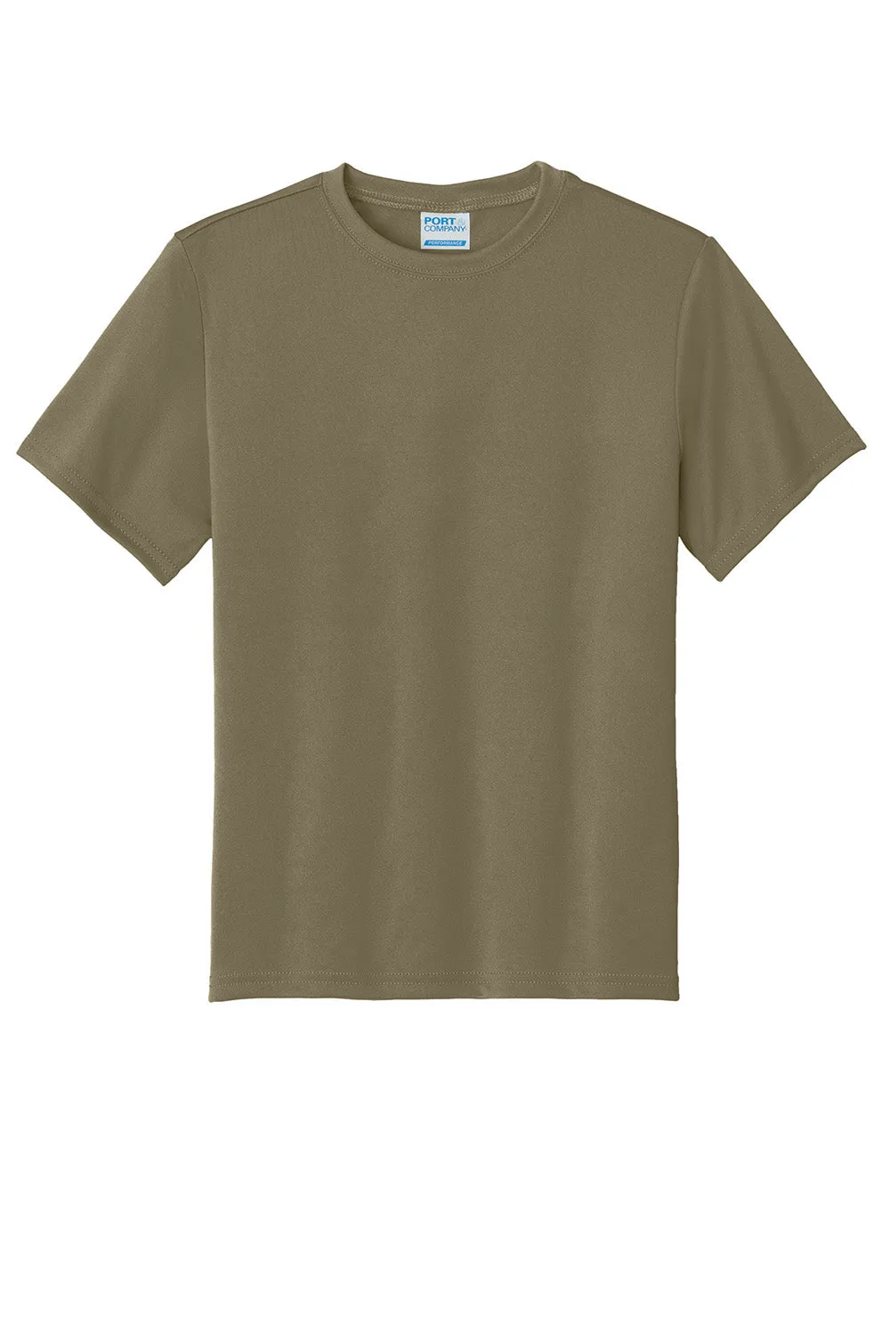 Port & Company Youth Dry Zone Performance Moisture Wicking Short Sleeve Crewneck T-Shirt - Coyote Brown