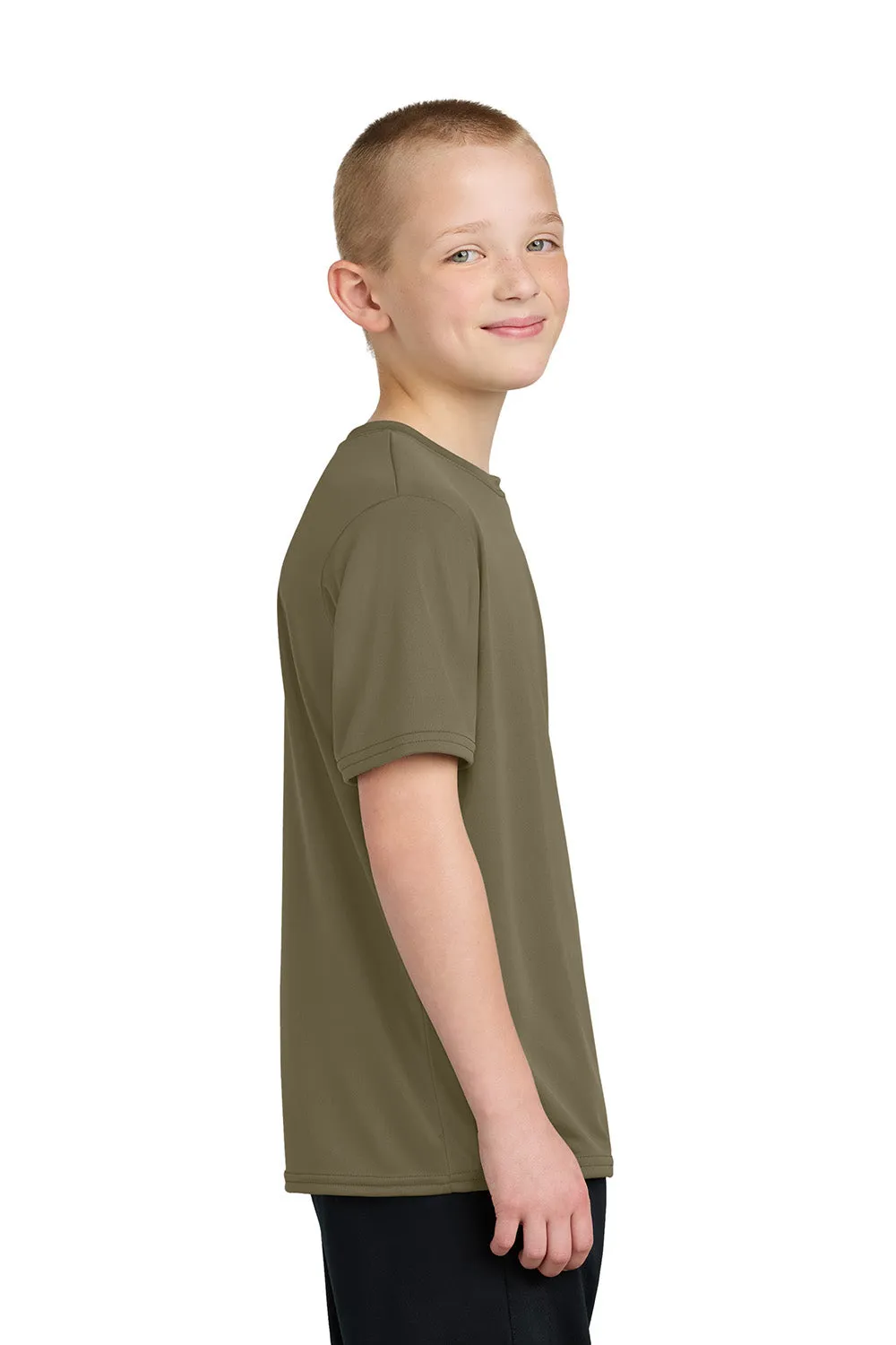 Port & Company Youth Dry Zone Performance Moisture Wicking Short Sleeve Crewneck T-Shirt - Coyote Brown