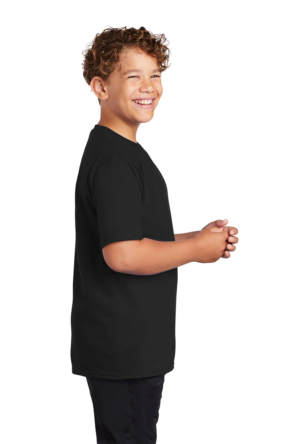 Port & Company Youth Dry Zone Performance Moisture Wicking Short Sleeve Crewneck T-Shirt - Jet Black