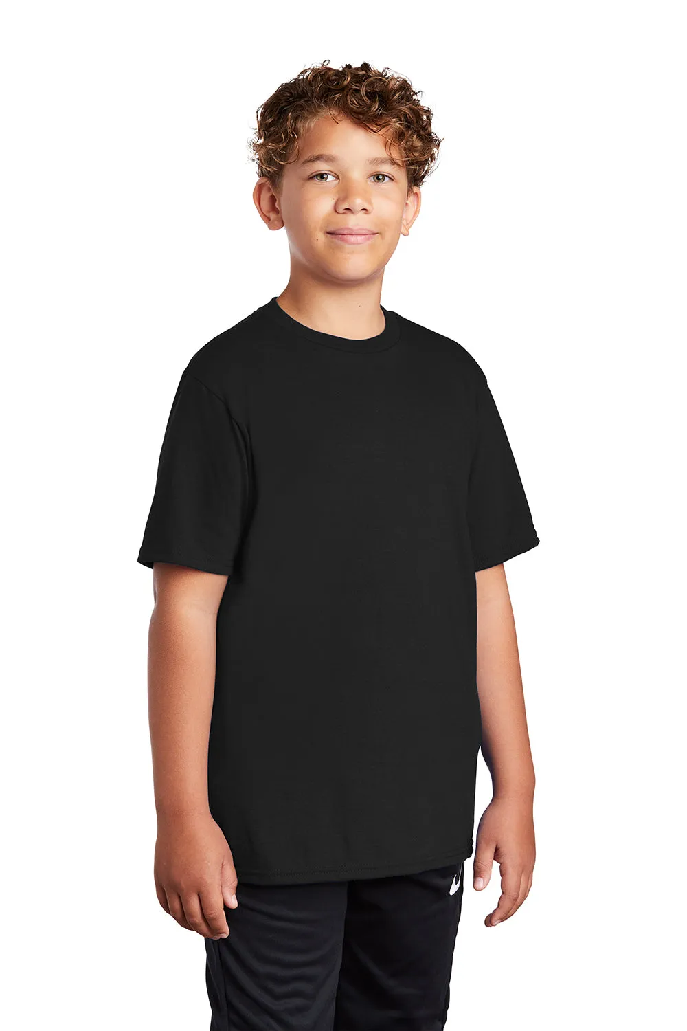 Port & Company Youth Dry Zone Performance Moisture Wicking Short Sleeve Crewneck T-Shirt - Jet Black