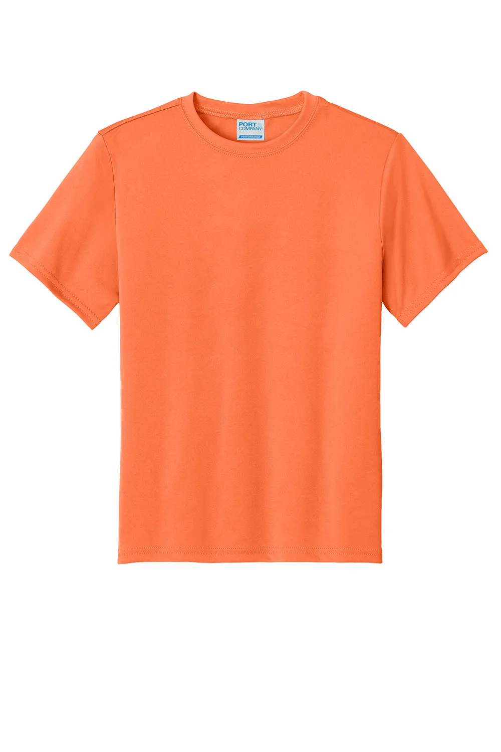 Port & Company Youth Dry Zone Performance Moisture Wicking Short Sleeve Crewneck T-Shirt - Neon Orange