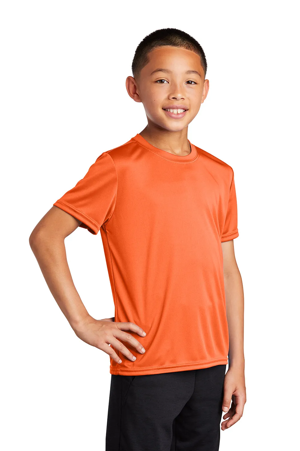 Port & Company Youth Dry Zone Performance Moisture Wicking Short Sleeve Crewneck T-Shirt - Neon Orange