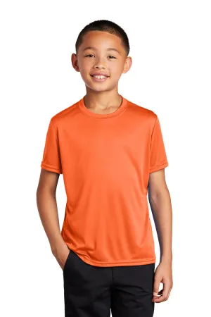 Port & Company Youth Dry Zone Performance Moisture Wicking Short Sleeve Crewneck T-Shirt - Neon Orange