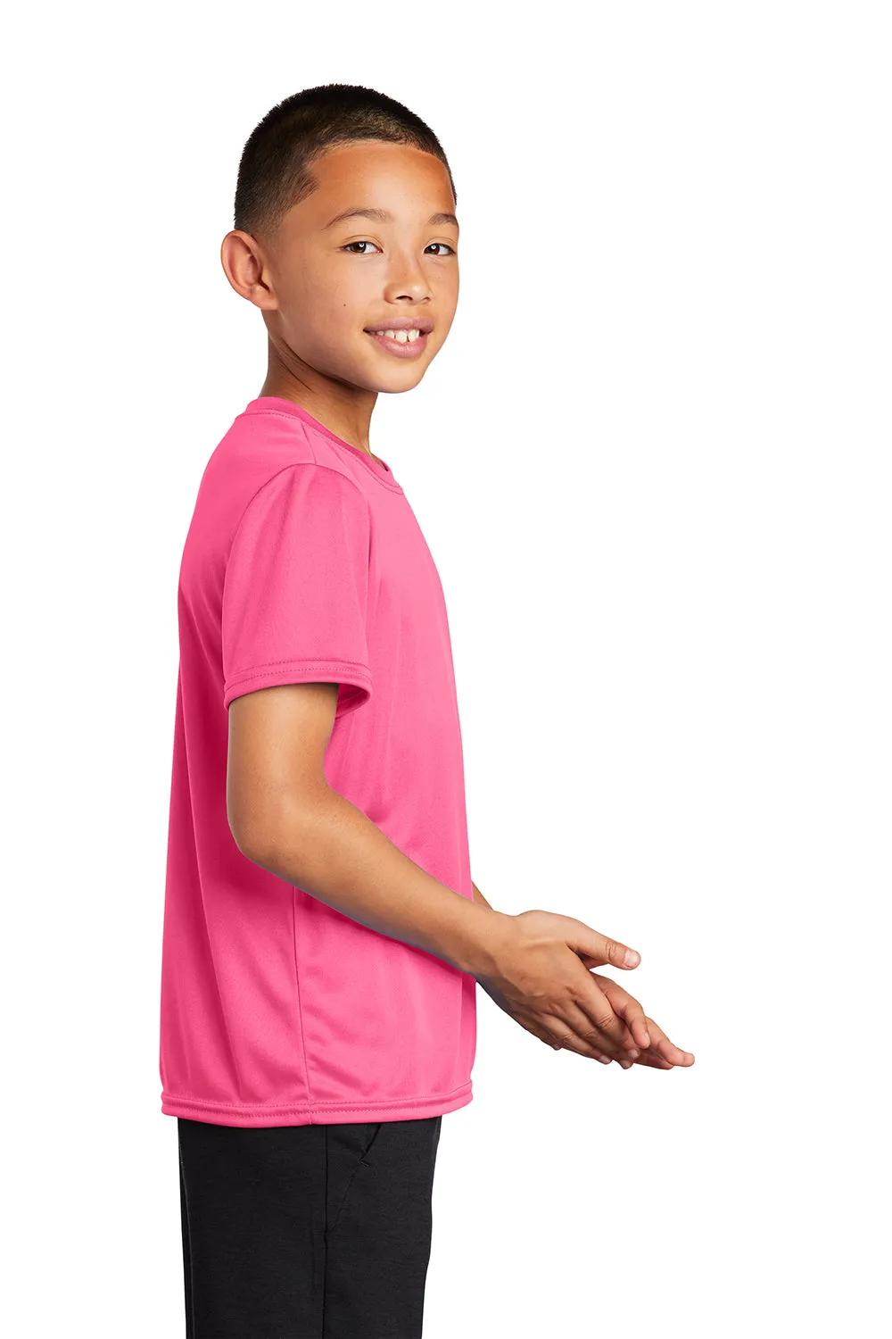 Port & Company Youth Dry Zone Performance Moisture Wicking Short Sleeve Crewneck T-Shirt - Neon Pink