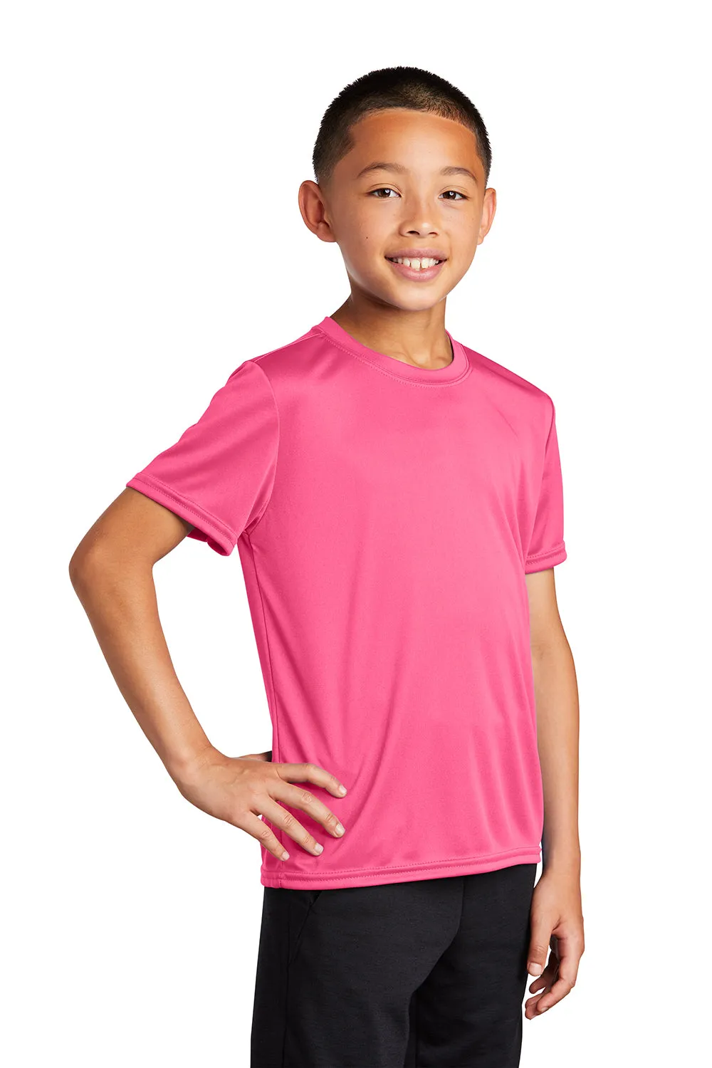 Port & Company Youth Dry Zone Performance Moisture Wicking Short Sleeve Crewneck T-Shirt - Neon Pink