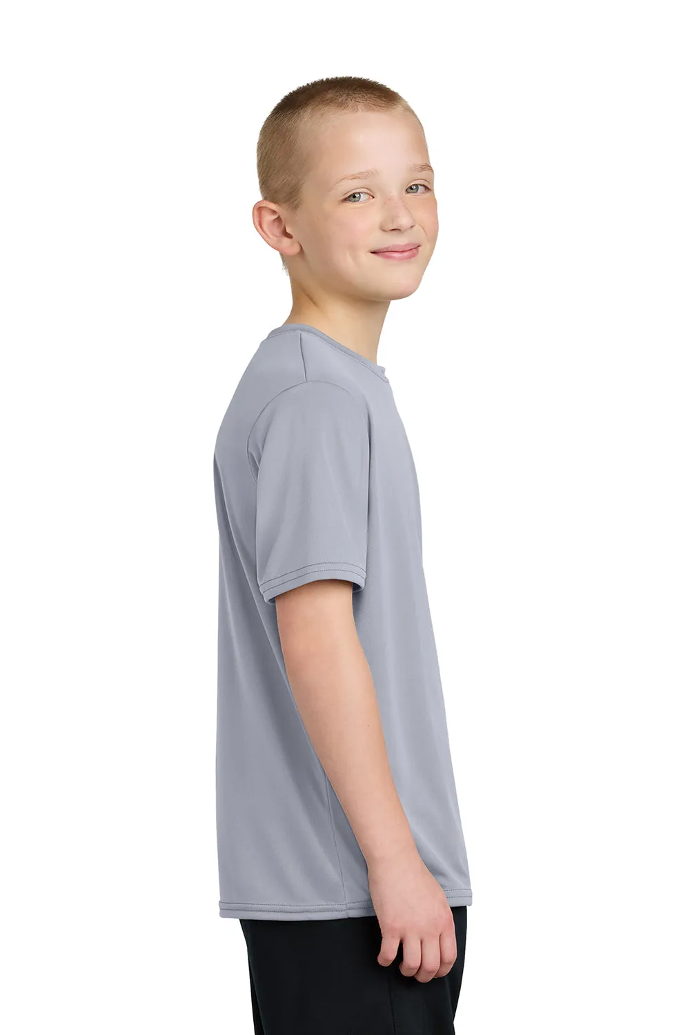 Port & Company Youth Dry Zone Performance Moisture Wicking Short Sleeve Crewneck T-Shirt - Silver Grey