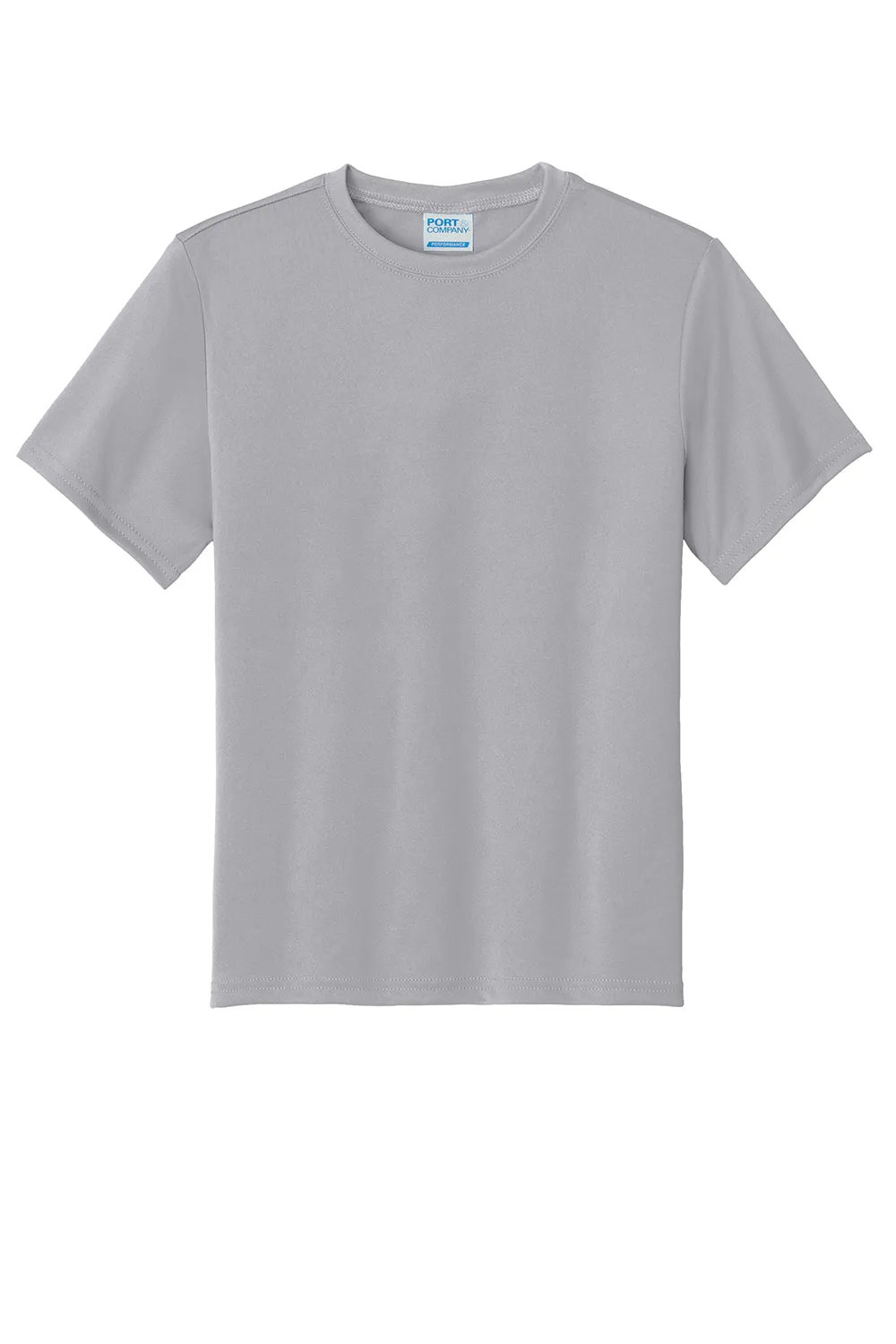 Port & Company Youth Dry Zone Performance Moisture Wicking Short Sleeve Crewneck T-Shirt - Silver Grey