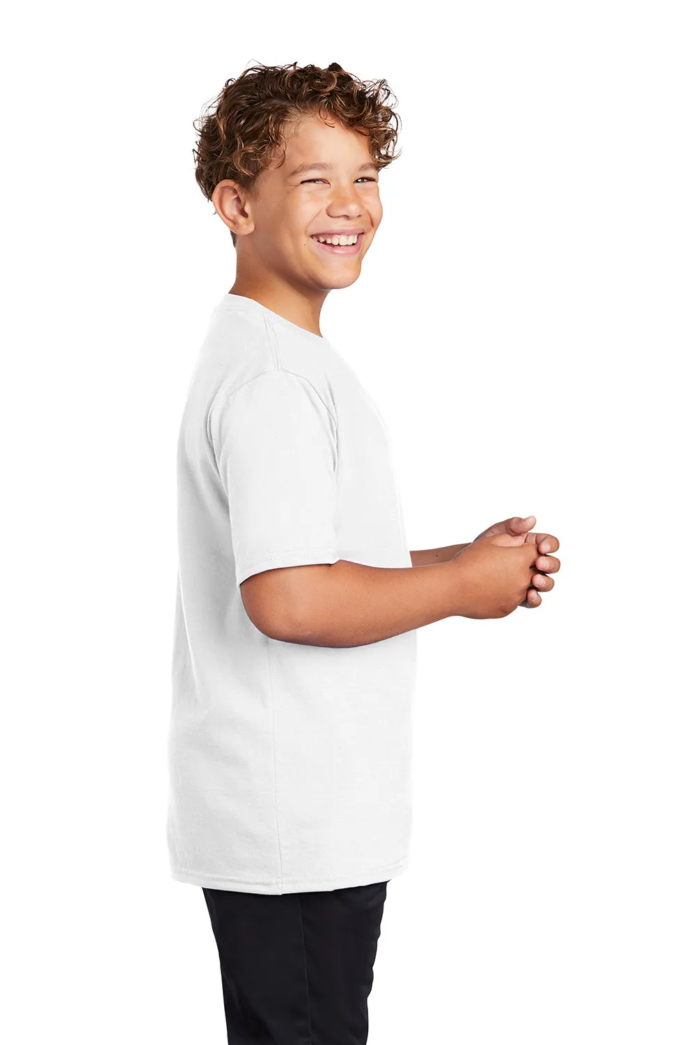 Port & Company Youth Dry Zone Performance Moisture Wicking Short Sleeve Crewneck T-Shirt - White