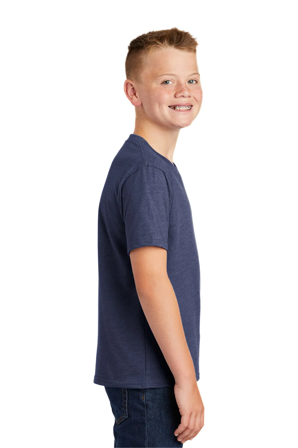 Port & Company Youth Fan Favorite Short Sleeve Crewneck T-Shirt - Heather Team Navy Blue