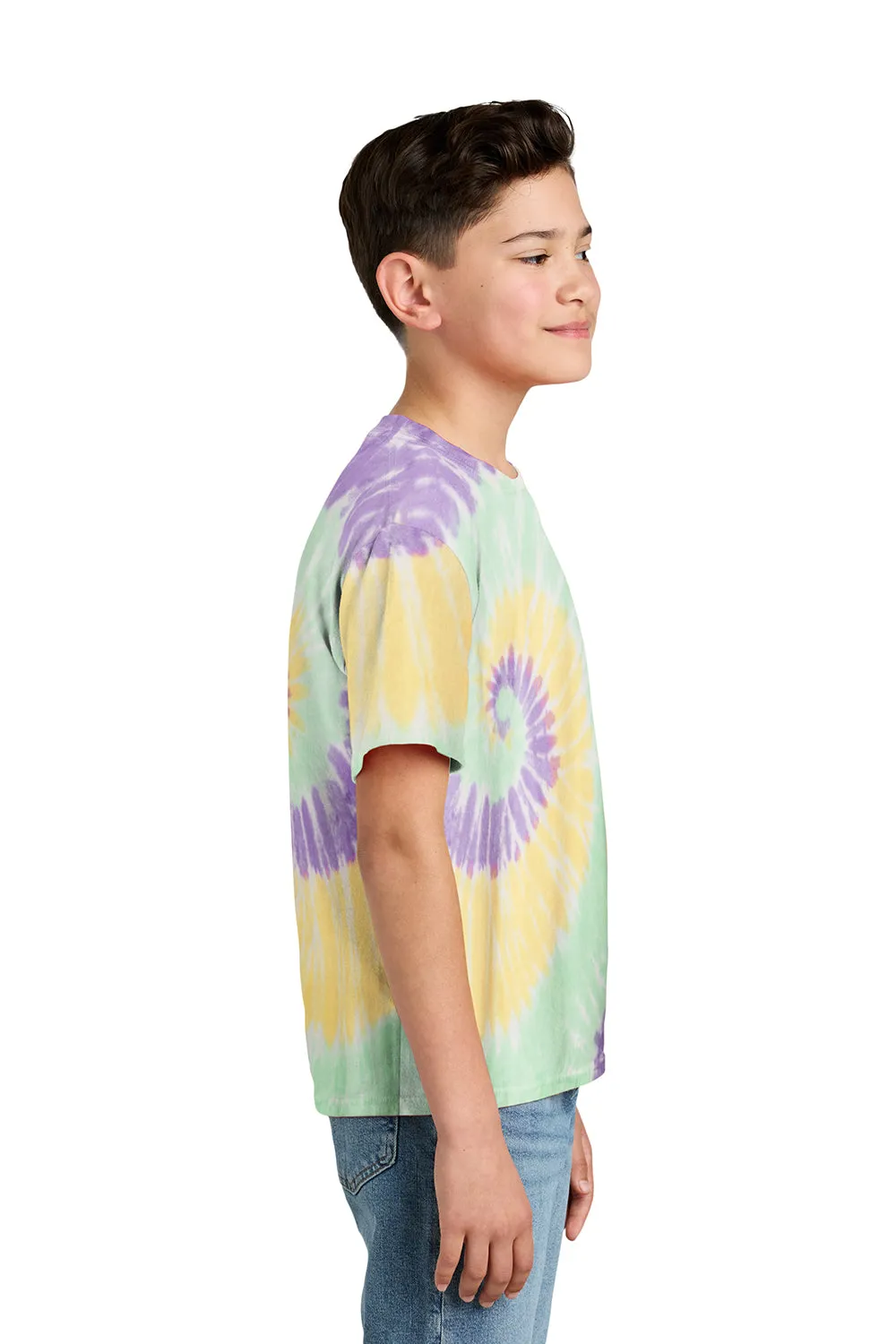 Port & Company Youth Tie-Dye Short Sleeve Crewneck T-Shirt - Mint Rainbow