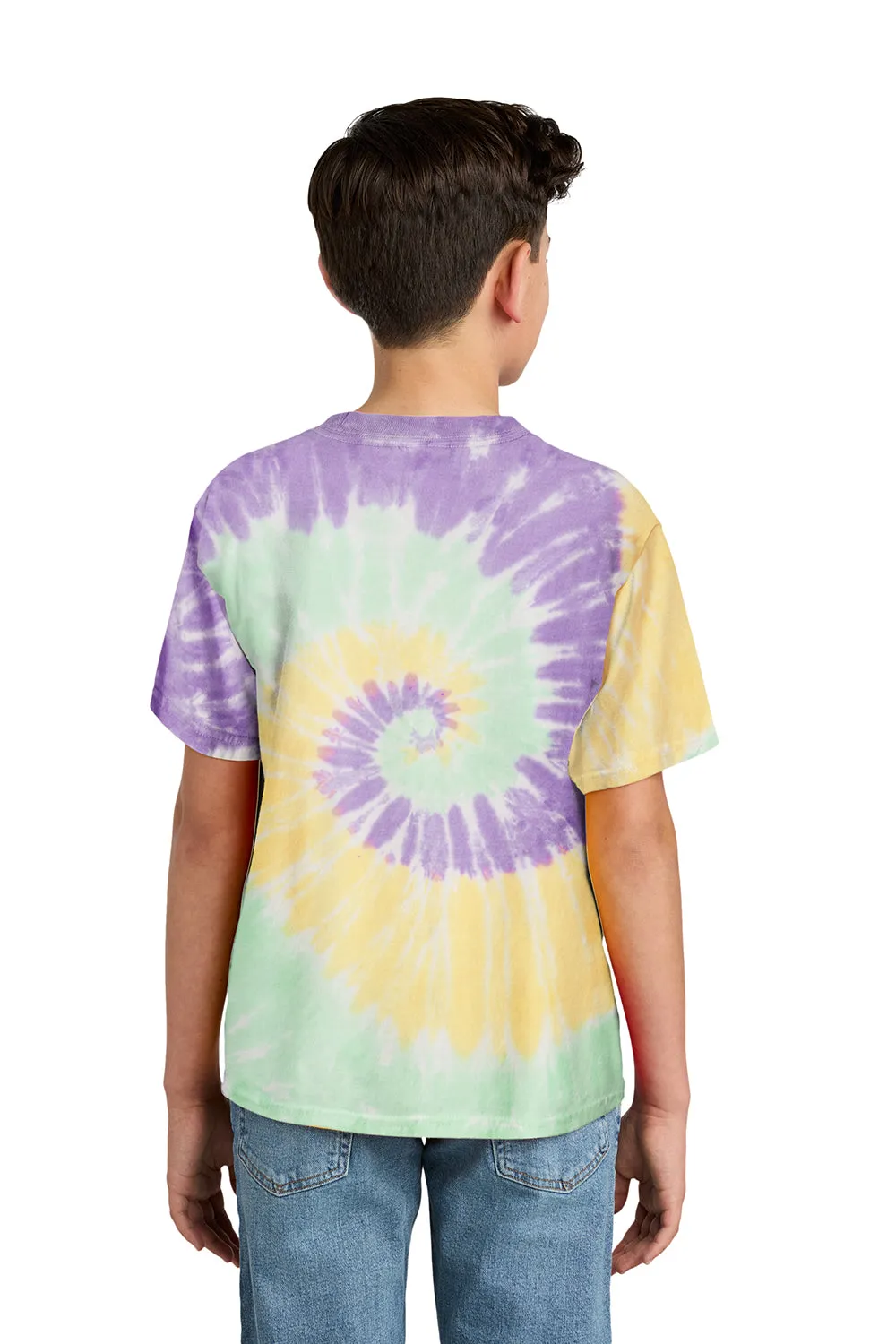 Port & Company Youth Tie-Dye Short Sleeve Crewneck T-Shirt - Mint Rainbow