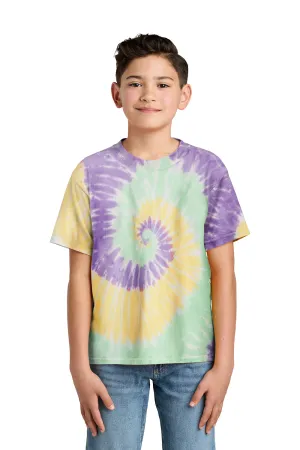 Port & Company Youth Tie-Dye Short Sleeve Crewneck T-Shirt - Mint Rainbow