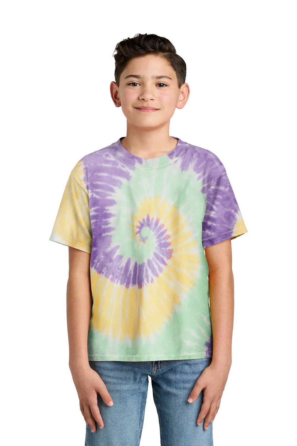 Port & Company Youth Tie-Dye Short Sleeve Crewneck T-Shirt - Mint Rainbow