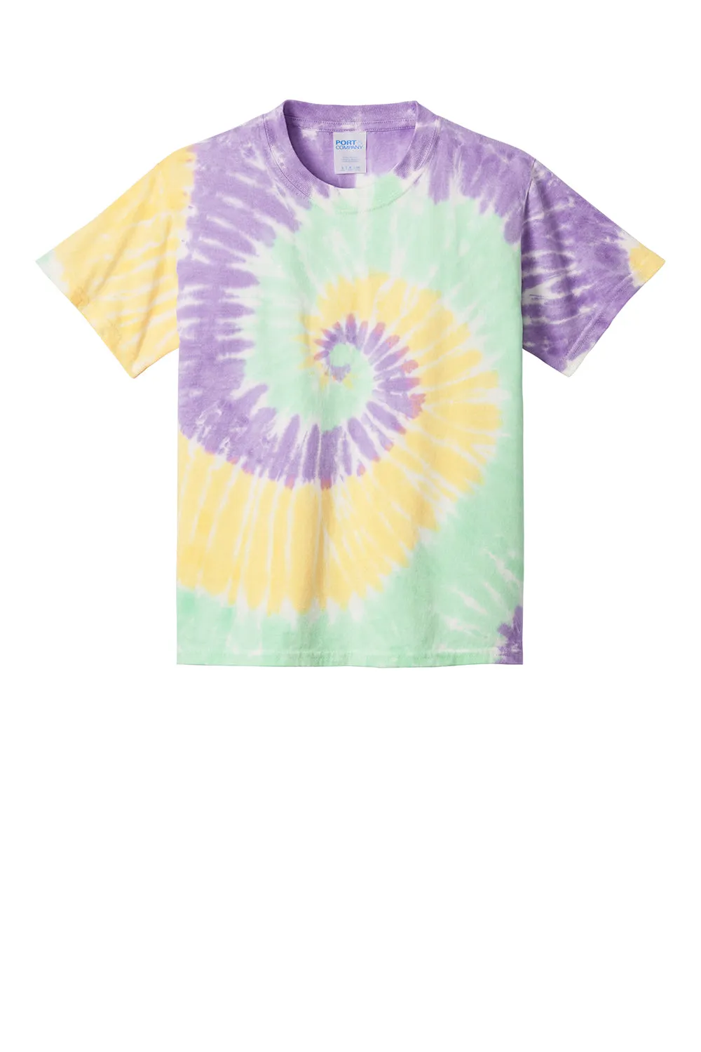 Port & Company Youth Tie-Dye Short Sleeve Crewneck T-Shirt - Mint Rainbow