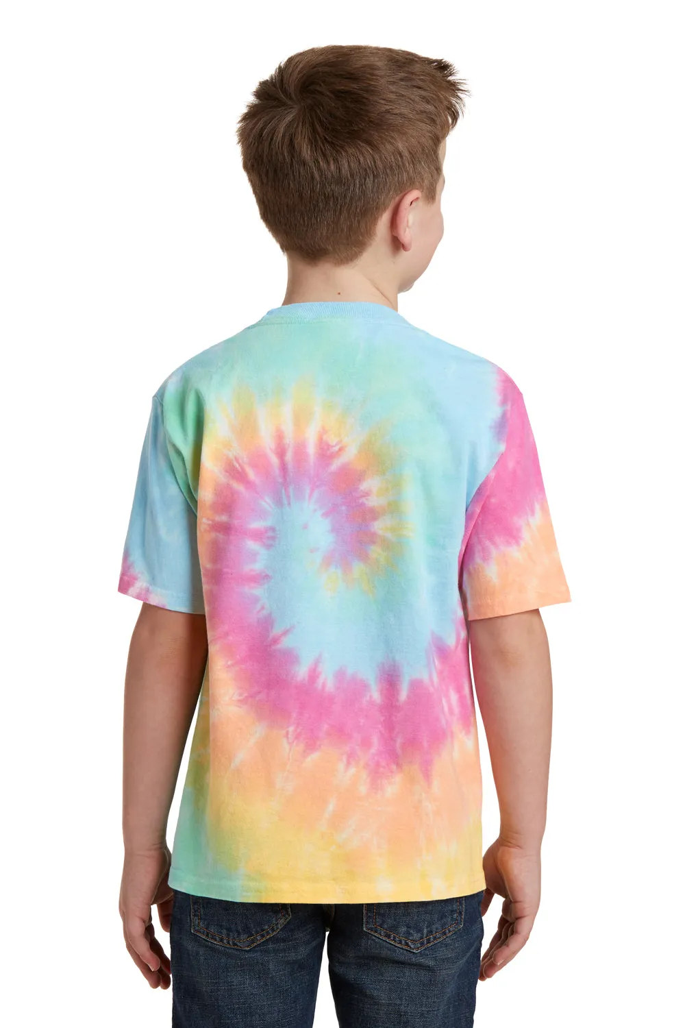 Port & Company Youth Tie-Dye Short Sleeve Crewneck T-Shirt - Pastel Rainbow