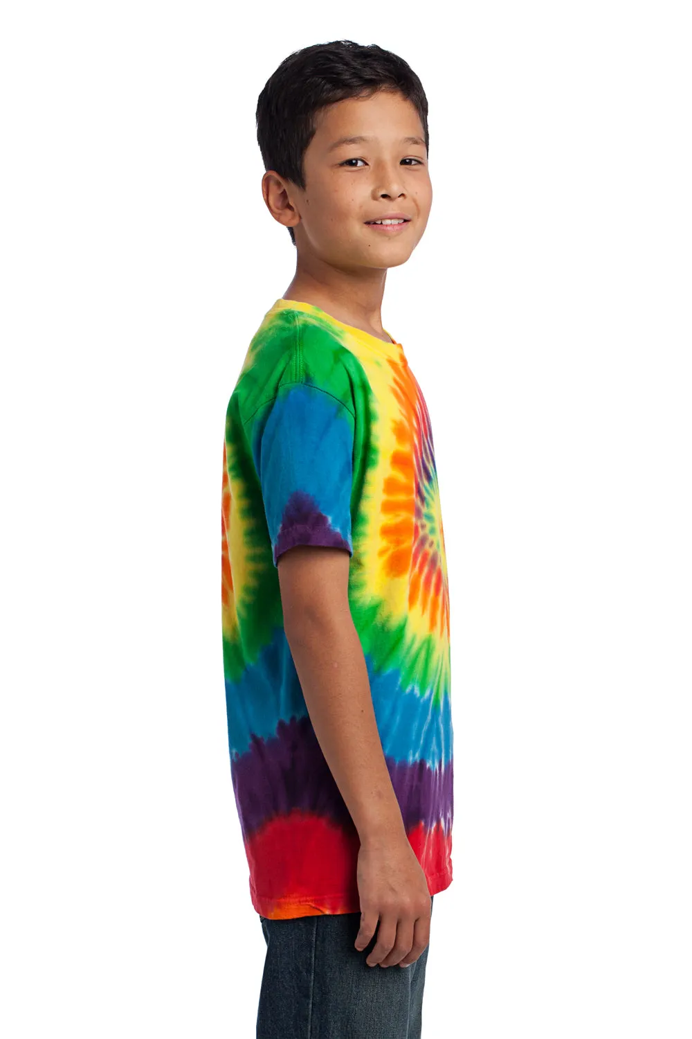 Port & Company Youth Tie-Dye Short Sleeve Crewneck T-Shirt - Rainbow