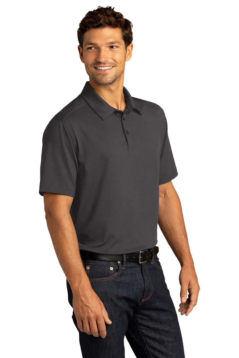 Port Authority Mens City Moisture Wicking Short Sleeve Polo Shirt - Graphite Grey