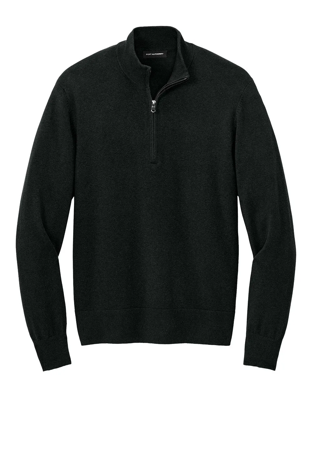 Port Authority Mens Easy Care Long Sleeve 1/4 Zip Sweater - Deep Black