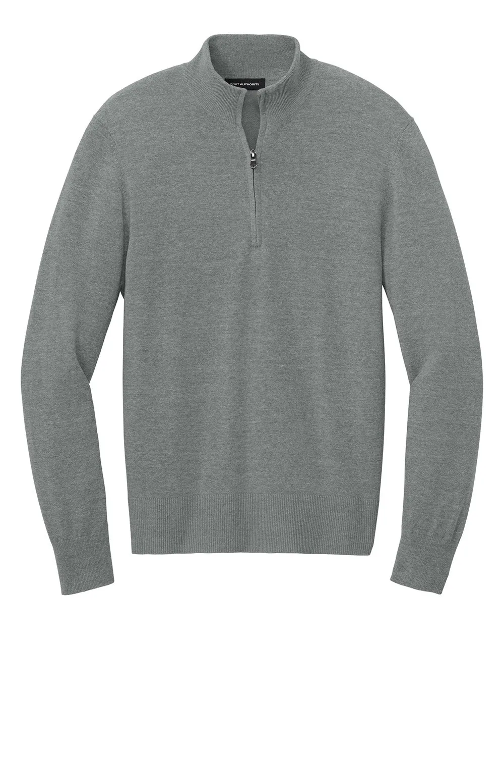 Port Authority Mens Easy Care Long Sleeve 1/4 Zip Sweater - Heather Medium Grey