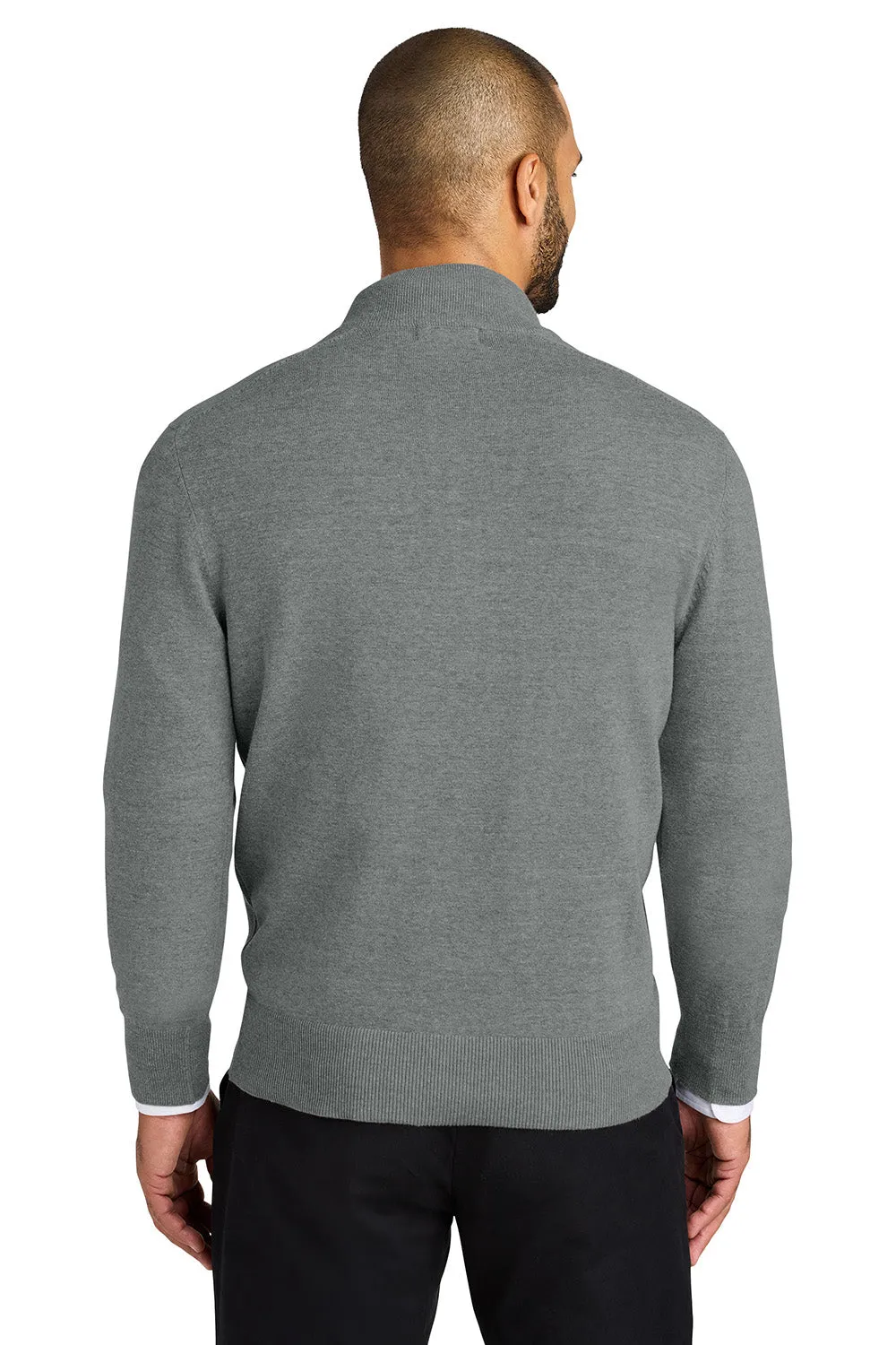 Port Authority Mens Easy Care Long Sleeve 1/4 Zip Sweater - Heather Medium Grey