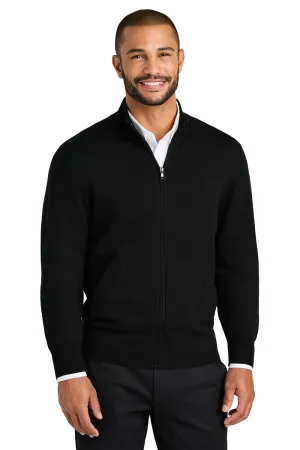 Port Authority Mens Easy Care Long Sleeve Full Zip Sweater w/ Pockets - Deep Black