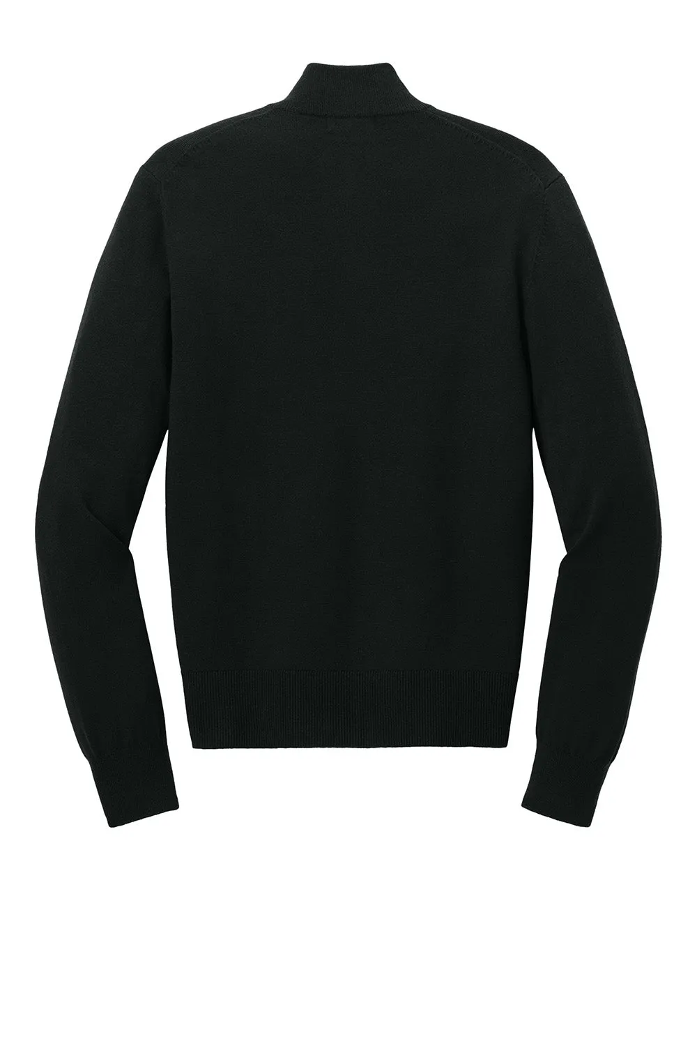 Port Authority Mens Easy Care Long Sleeve Full Zip Sweater w/ Pockets - Deep Black