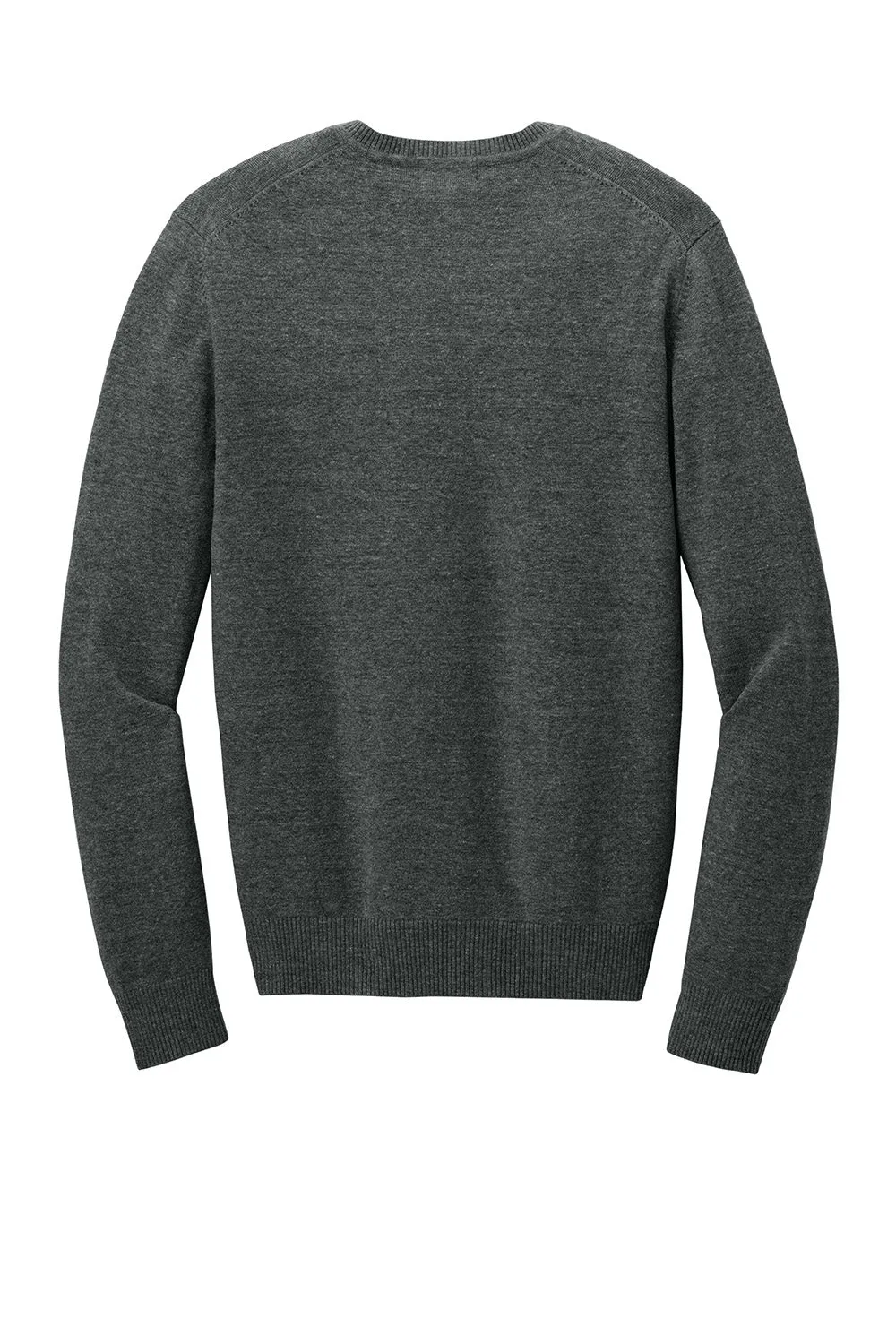 Port Authority Mens Easy Care Long Sleeve V-Neck Sweater - Heather Charcoal Grey