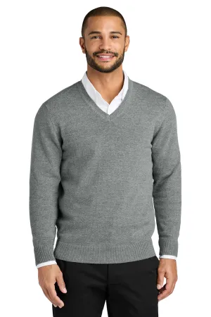 Port Authority Mens Easy Care Long Sleeve V-Neck Sweater - Heather Medium Grey