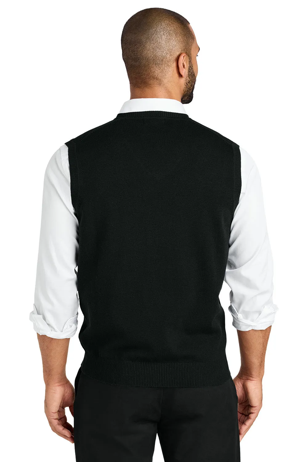 Port Authority Mens Easy Care V-Neck Sweater Vest - Deep Black
