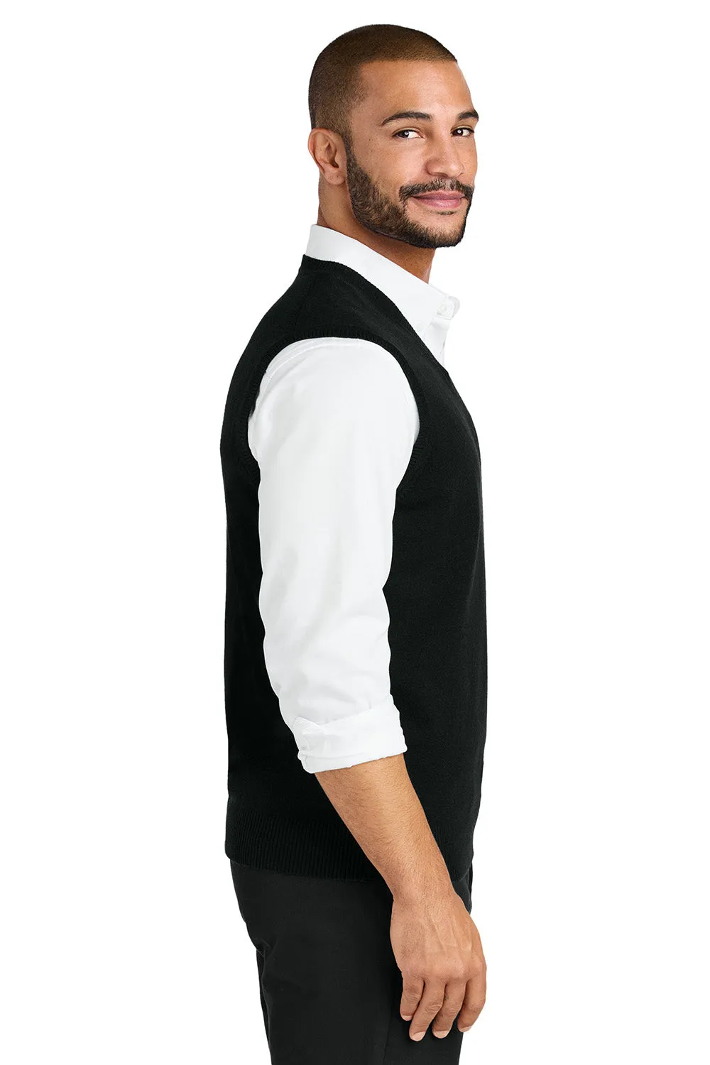 Port Authority Mens Easy Care V-Neck Sweater Vest - Deep Black