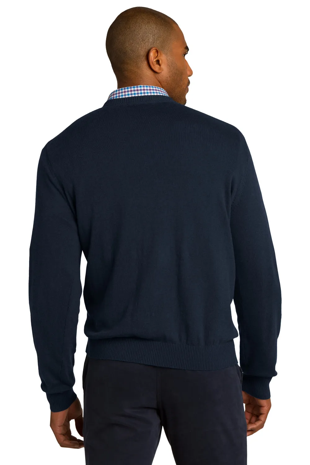 Port Authority Mens Long Sleeve V-Neck Sweater - Navy Blue - Closeout