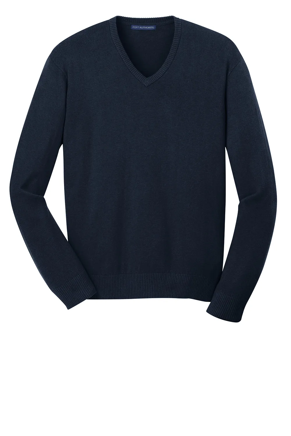 Port Authority Mens Long Sleeve V-Neck Sweater - Navy Blue - Closeout