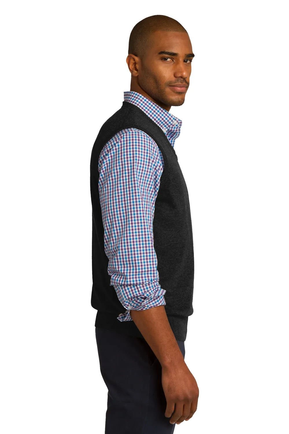 Port Authority Mens V-Neck Sweater Vest - Black - Closeout