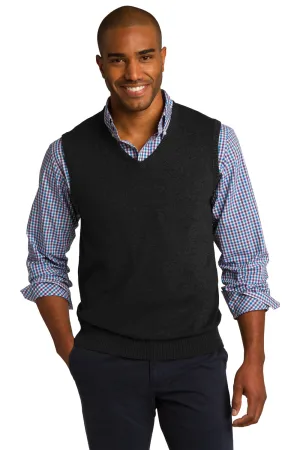 Port Authority Mens V-Neck Sweater Vest - Black - Closeout