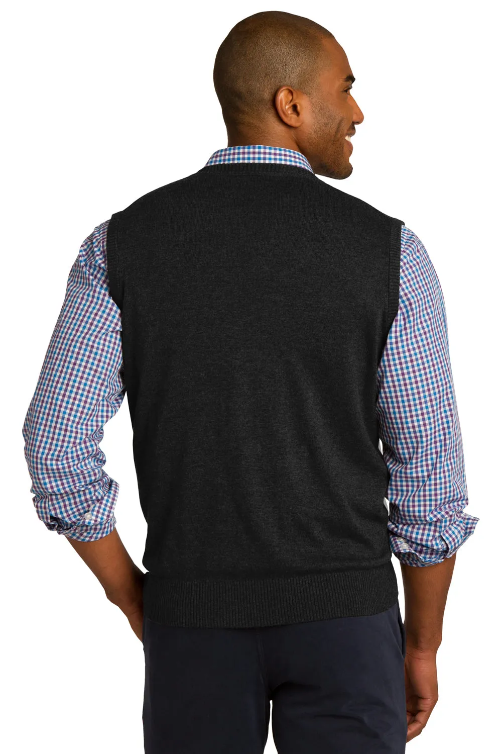 Port Authority Mens V-Neck Sweater Vest - Black - Closeout